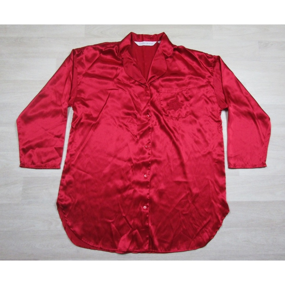 Vintage 90s Y2K Victorias Secret Heart Label Night Shirt (L) Red Nightgown 1997